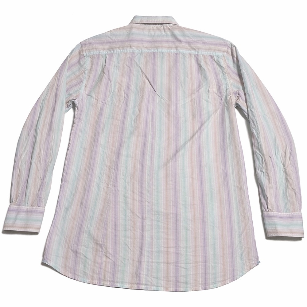 Tommy Bahama Pima Cotton Pastel Stripe Button Down M Hidden Collar Coastal - Picture 3 of 8